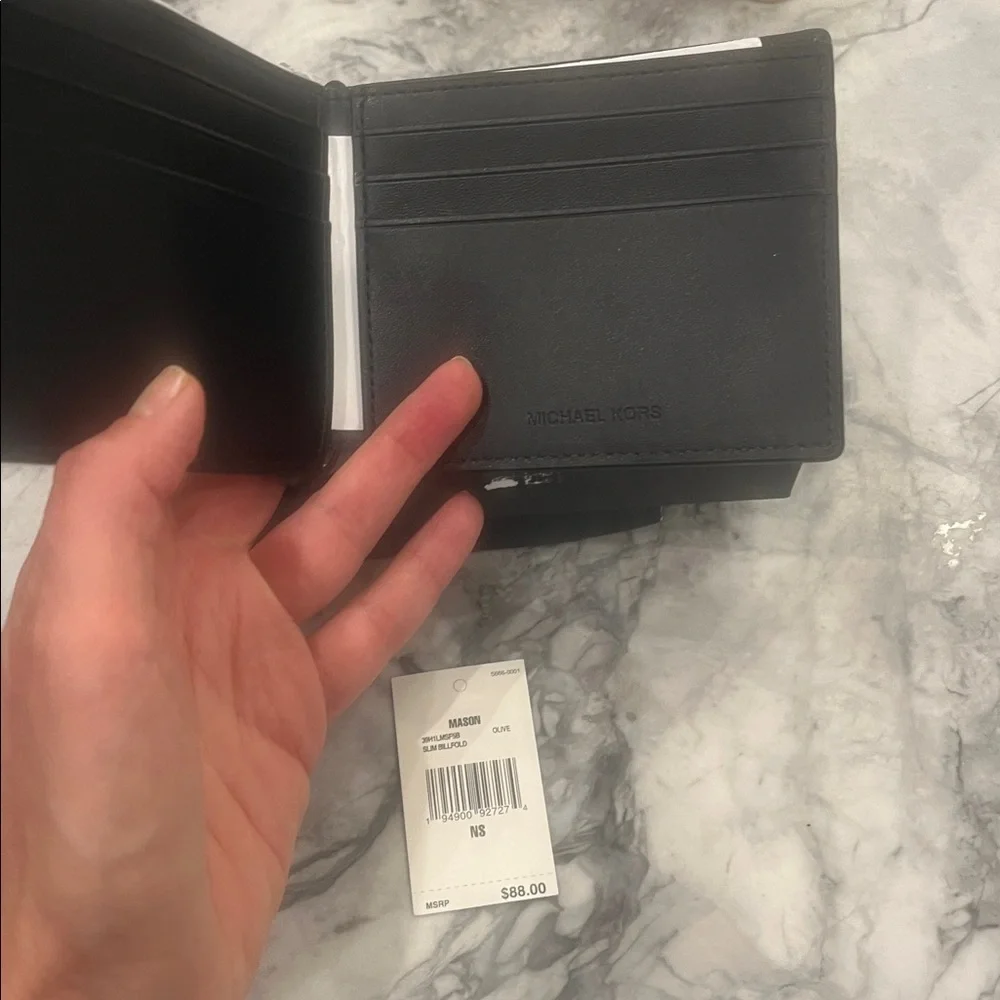 Michael Kors Men's Olive and White Bilford Slim wallet
